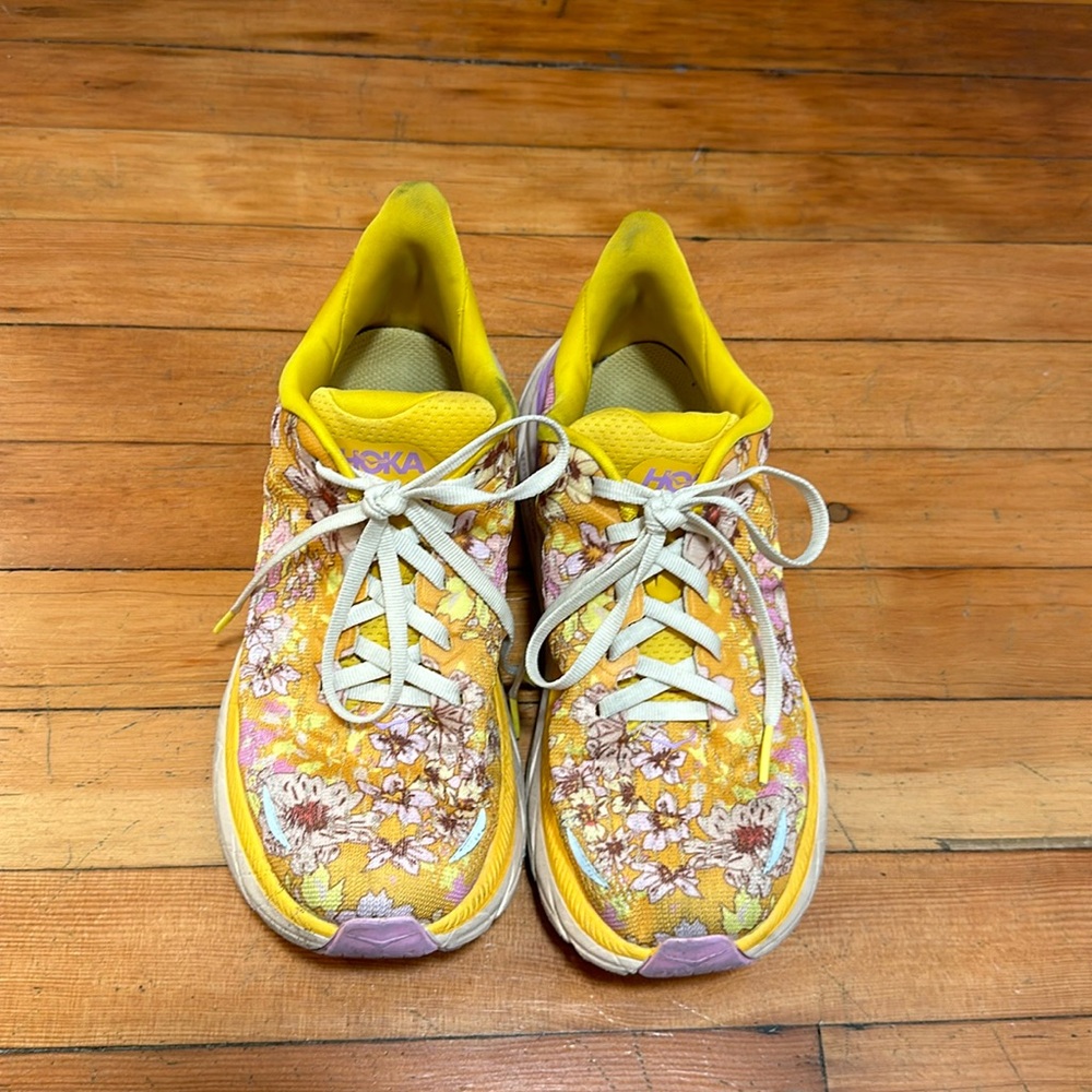 Hoka Yellow and Purple Floral Athletic Shoes size 8 - Picture 9 of 10